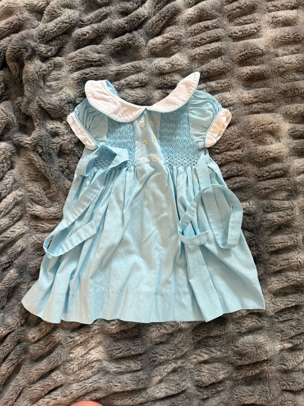 Kids Light Blue Casual Dress with White Collar
